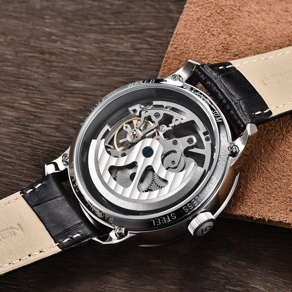 Time For All Kinds Pagani Design Mens Skeleton Hollow Mechanical Watch Black