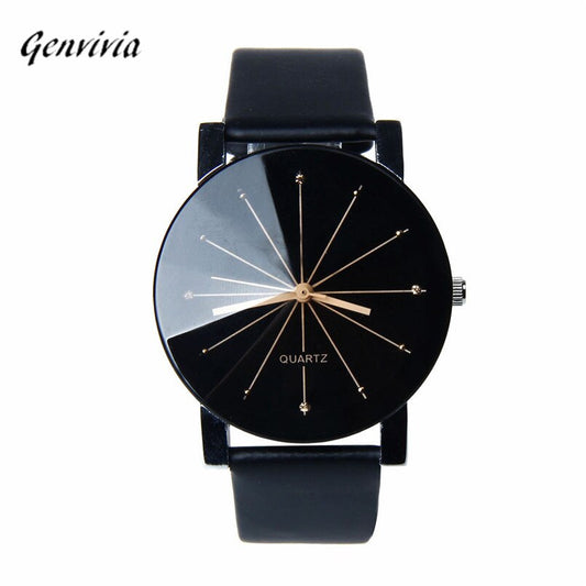 Classic Mens Watch Stainless Steel Quartz Leather Band Couples